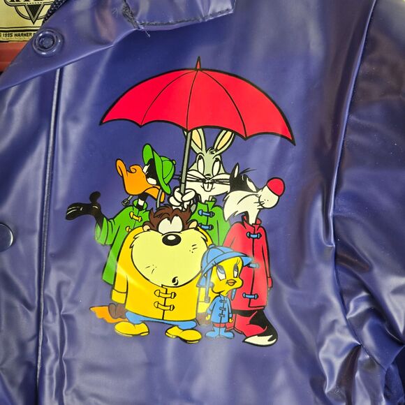 ACME KIDS 1995 Warner Bros. Looney Tunes PVC Reflective Raincoat Youth XXS NEW - Picture 2 of 11